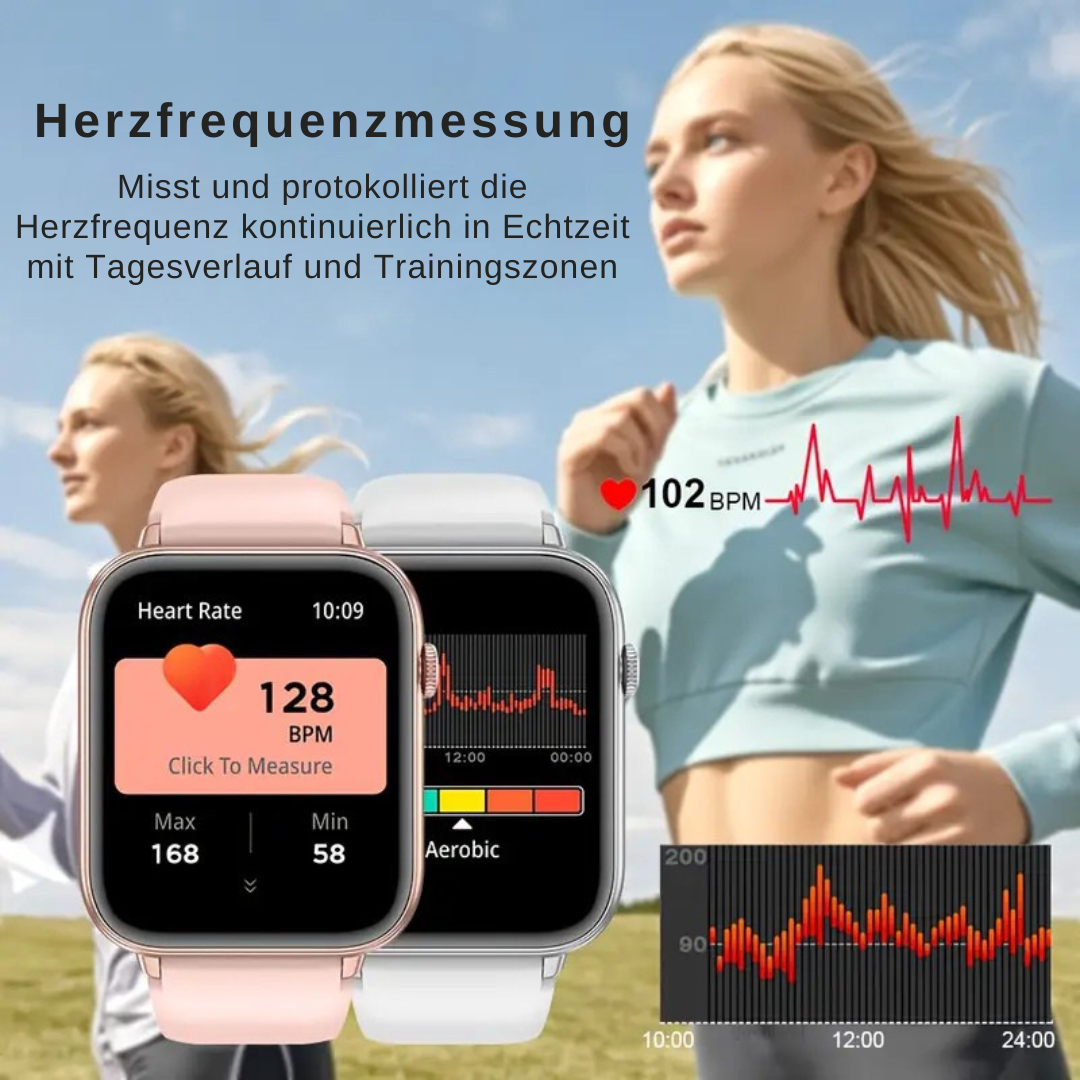 Smartwatch – Herzfrequenz, Schlaftracking, Schrittzähler, Bluetooth, App & HD-Display