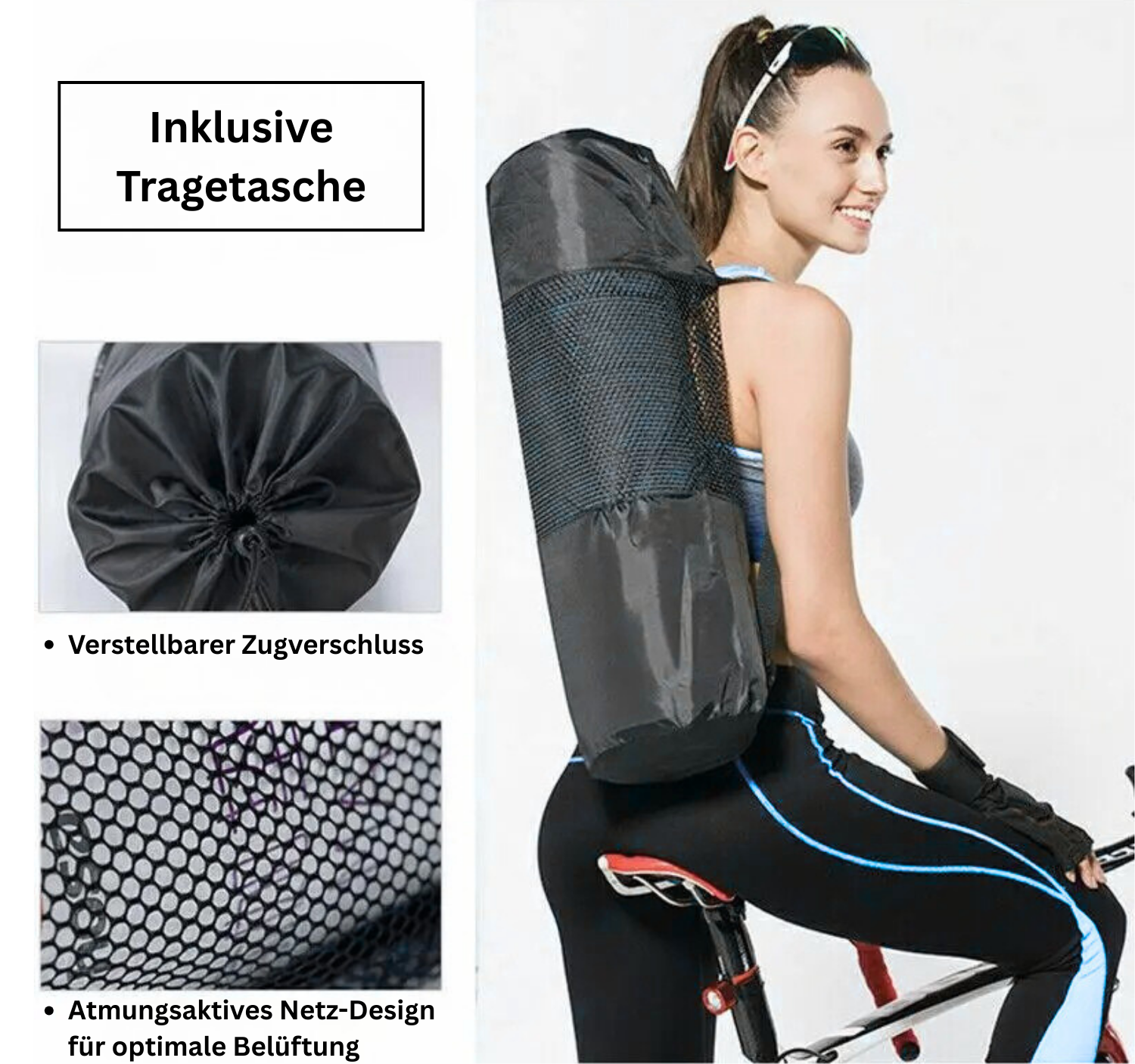 Körperdoc - Yoga-Matte 183x61x1 cm Blau + Tragetasche & Tragegurt