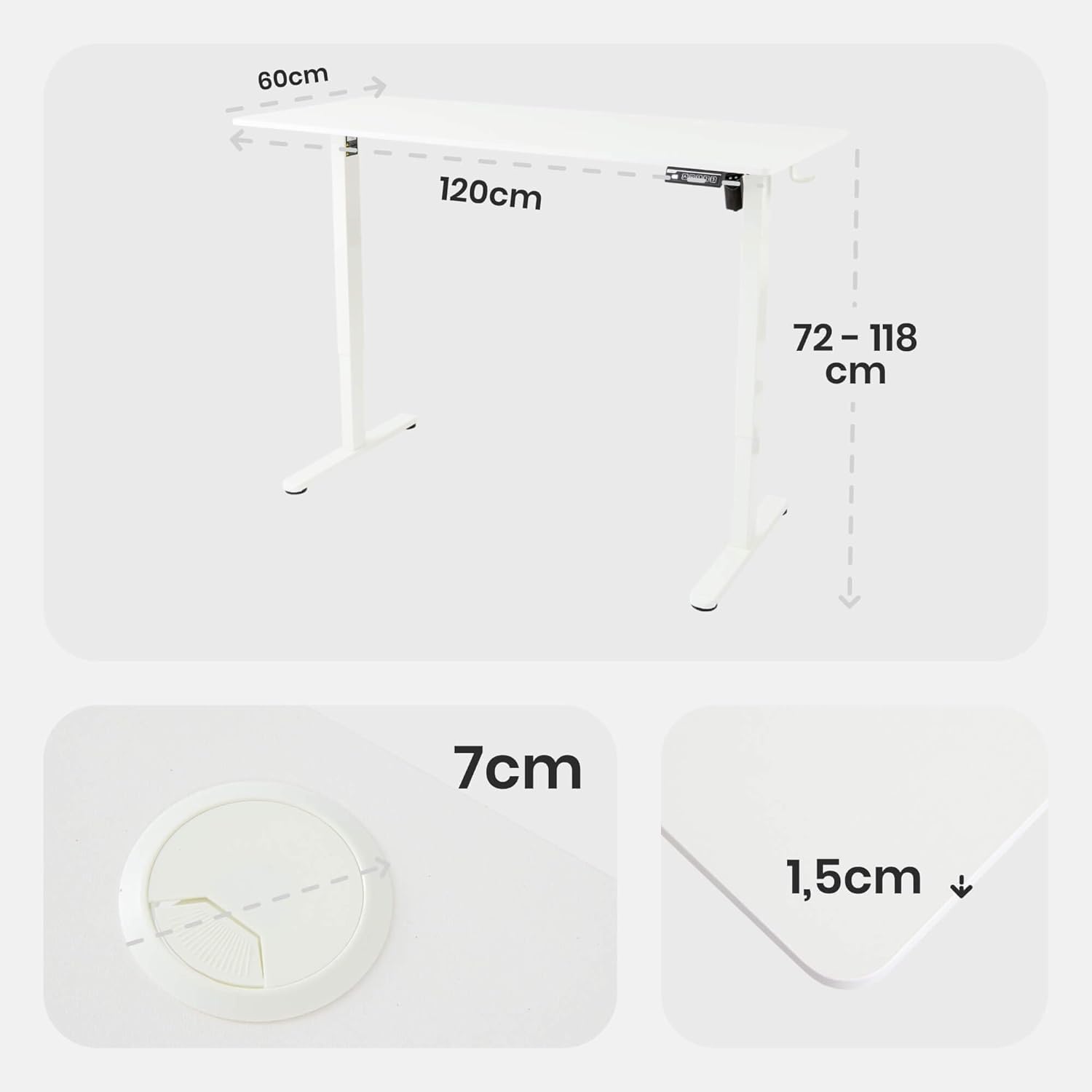 Höhenverstellbarer Schreibtisch 120x60, elektrisch Körperdoc