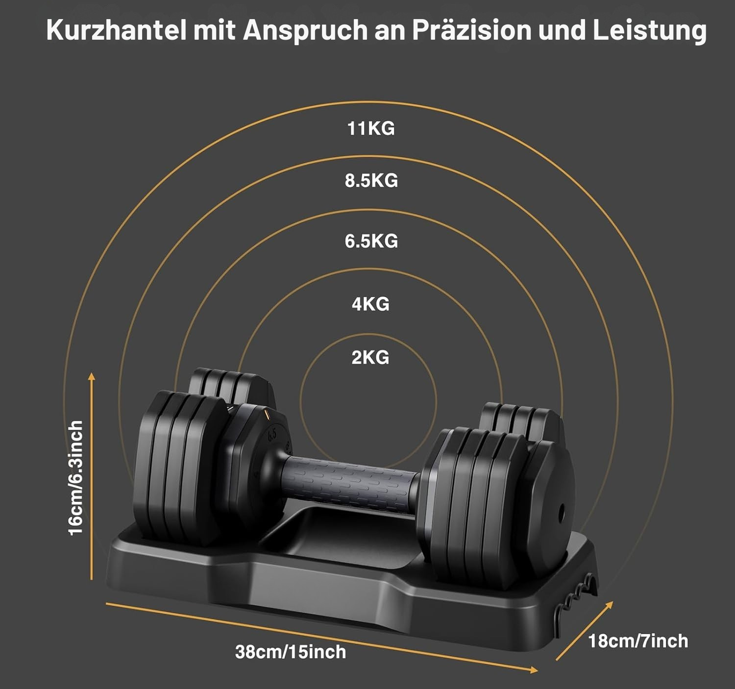 Körperdoc - Verstellbare Hanteln, 2-11KG mit 5 Gewichtsstufen, 2er-Set Premium