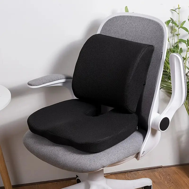 Orthopädisches Sitzkissen + Lendenwirbelkissen aus Memory Foam im Set