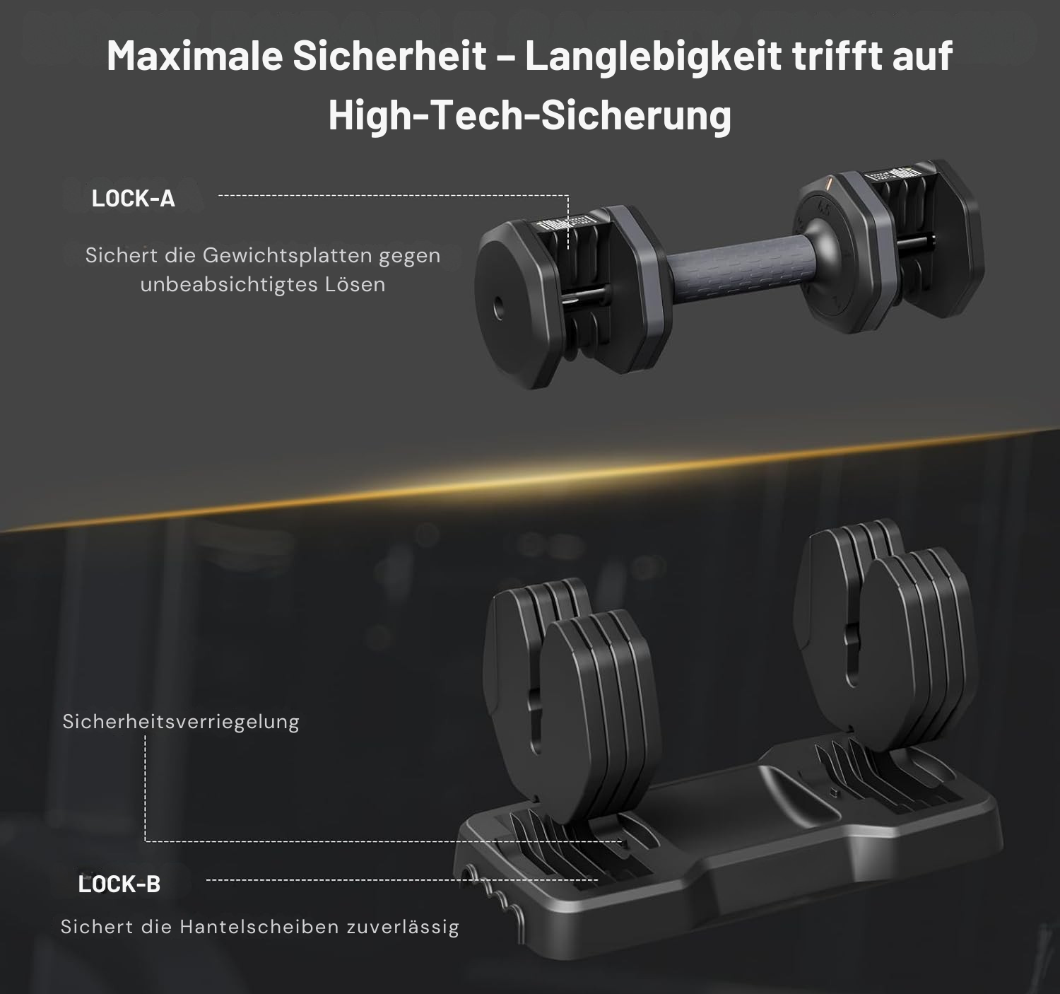 Körperdoc - Verstellbare Hanteln, 6,5–24,5KG mit 5 Gewichtsstufen, 2er-Set Premium