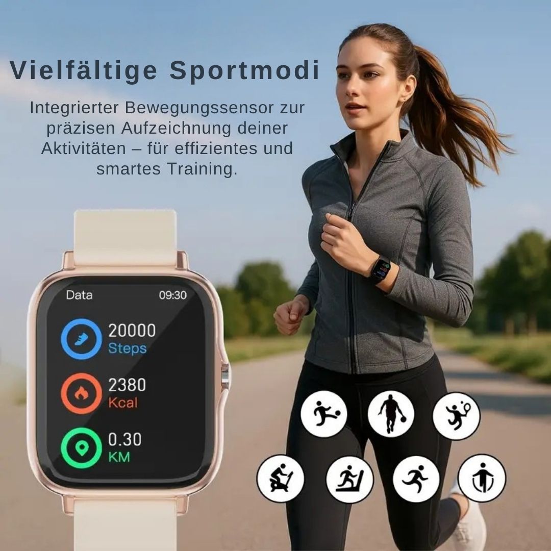 Smartwatch Fitnessuhr, Schrittzähler, Bluetooth & HD-Display