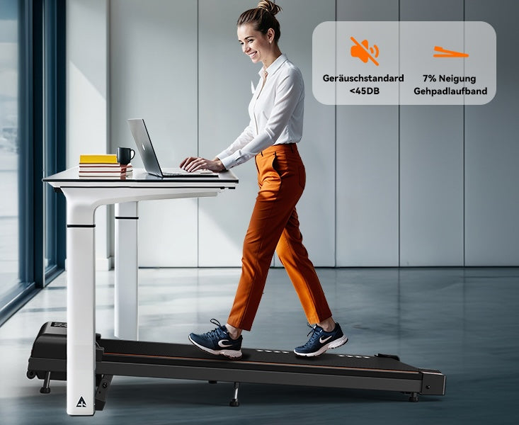 Körperdoc - Smart-Walk-Laufband – Kompakt & leise, 1–6 km/h, 7 % Steigung, LED-Display & Fernbedienung Körperdoc