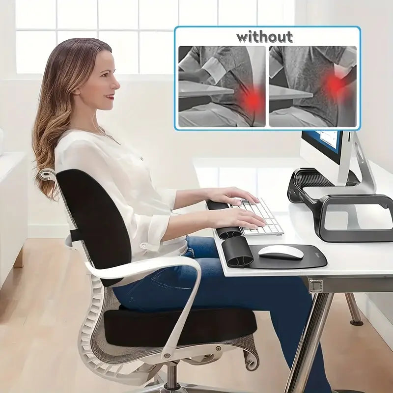 Orthopädisches Sitzkissen + Lendenwirbelkissen aus Memory Foam im Set