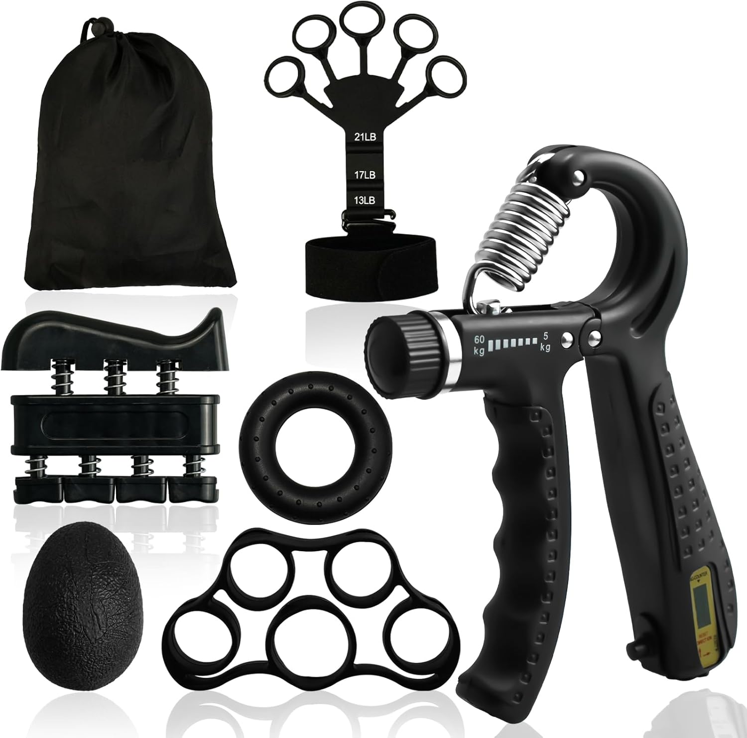 Körperdoc – Verstellbarer 6in1 Handtrainer mit Zähler, 5–60 kg Widerstand