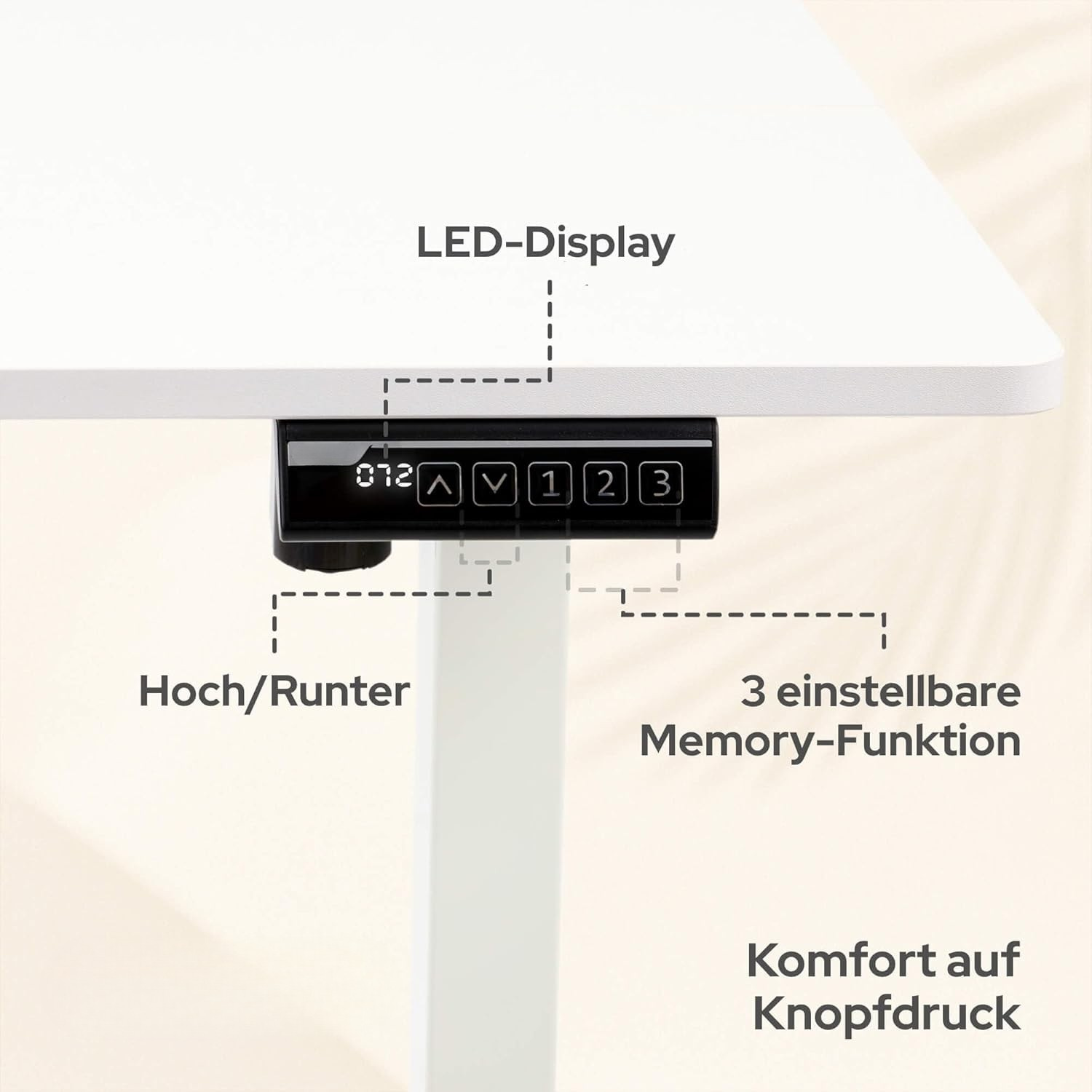 Höhenverstellbarer Schreibtisch 100x60 weiß, elektrisch Körperdoc