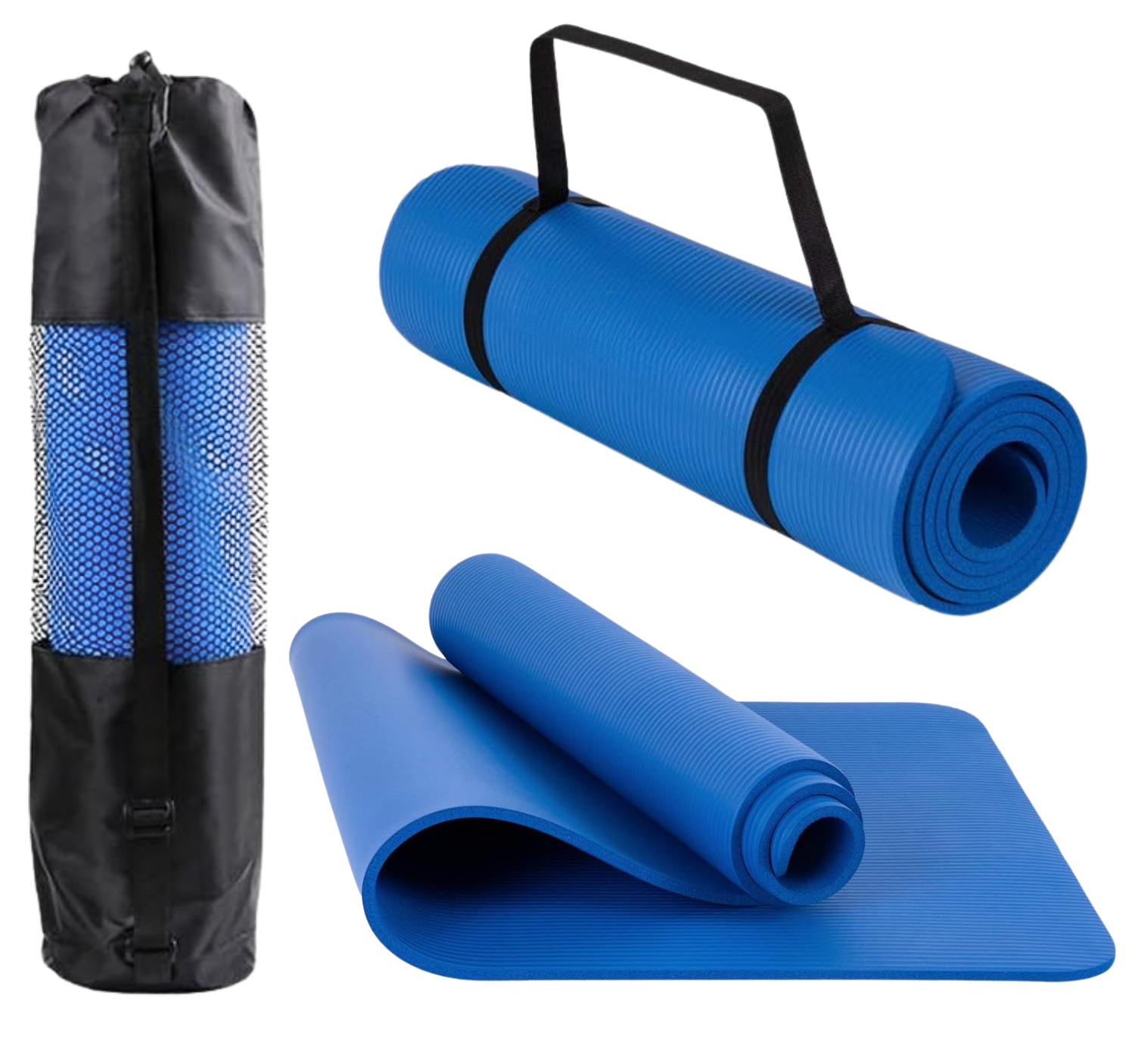 Körperdoc - Yoga-Matte 183x61x1 cm Blau + Tragetasche & Tragegurt