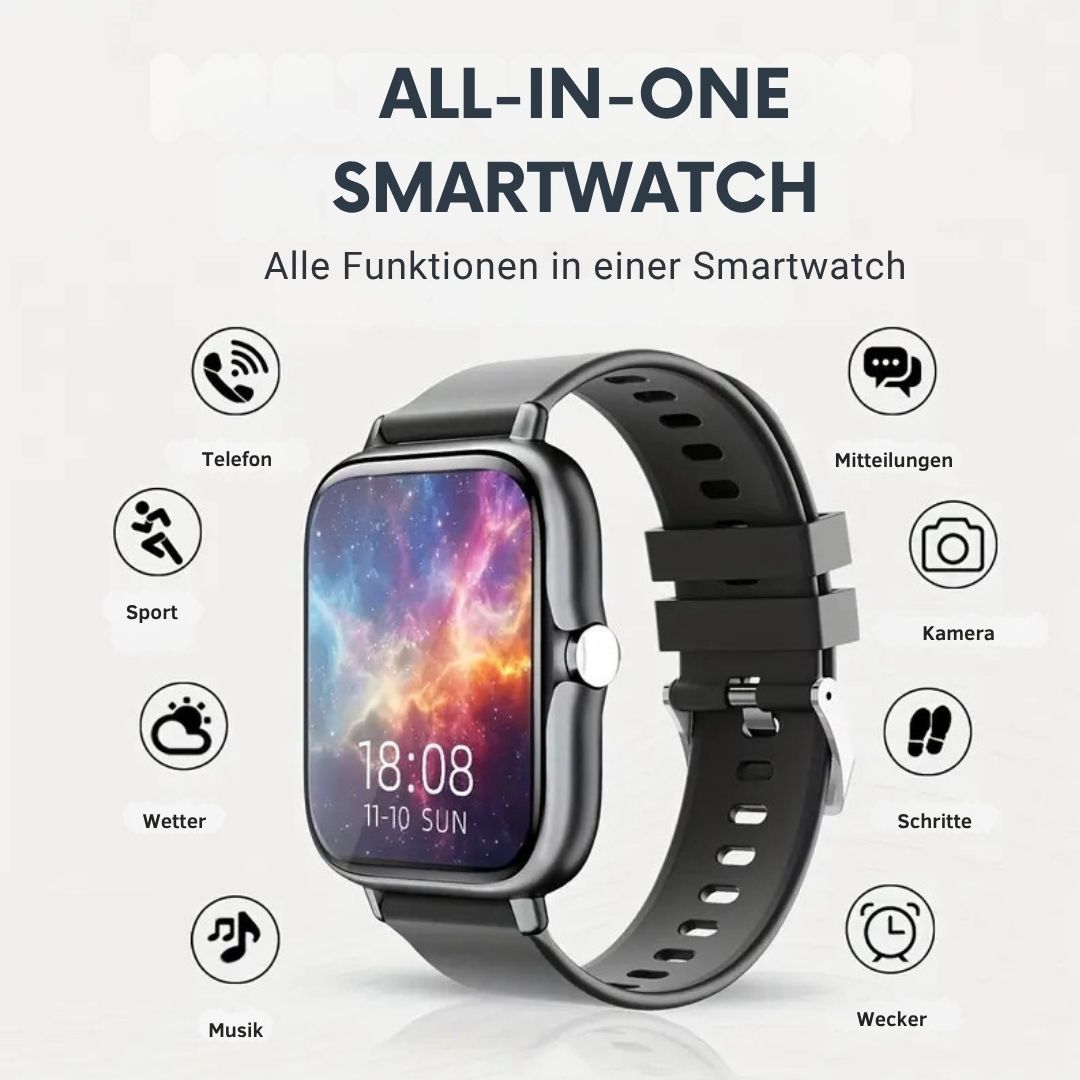 Smartwatch Fitnessuhr, Schrittzähler, Bluetooth & HD-Display