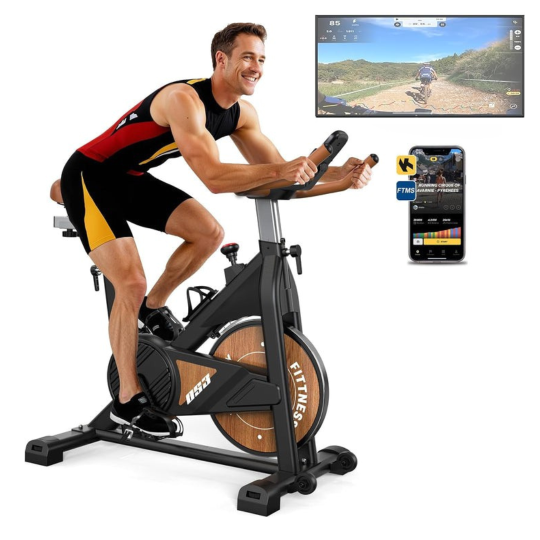 Körperdoc -  Heimtrainer Fitnessbike Fahrrad – Magnetwiderstand, Bluetooth, LCD-Display & verstellbarem Sitz, bis 160 kg