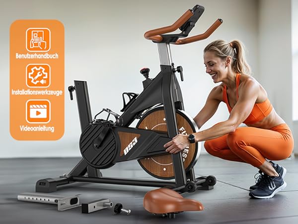 Körperdoc -  Heimtrainer Fitnessbike Fahrrad – Magnetwiderstand, Bluetooth, LCD-Display & verstellbarem Sitz, bis 160 kg