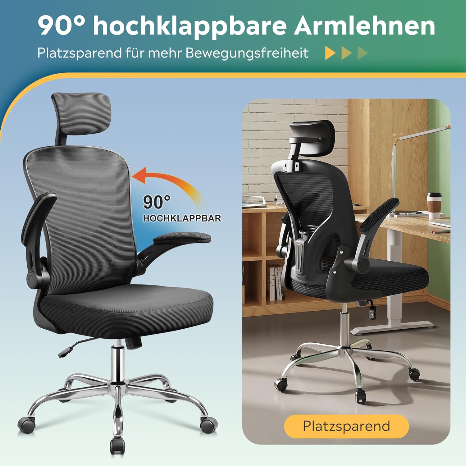 Ergonomischer Bürostuhl mit Kopfstütze, Premium Körperdoc