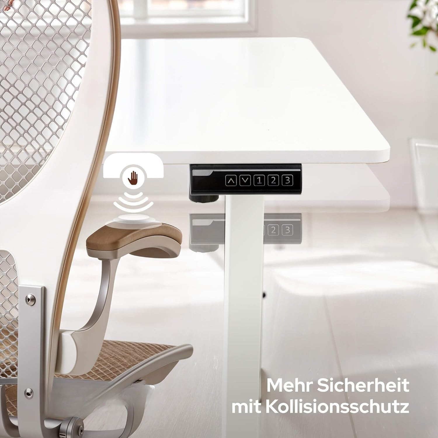 Höhenverstellbarer Schreibtisch 120x60 weiß, elektrisch Körperdoc