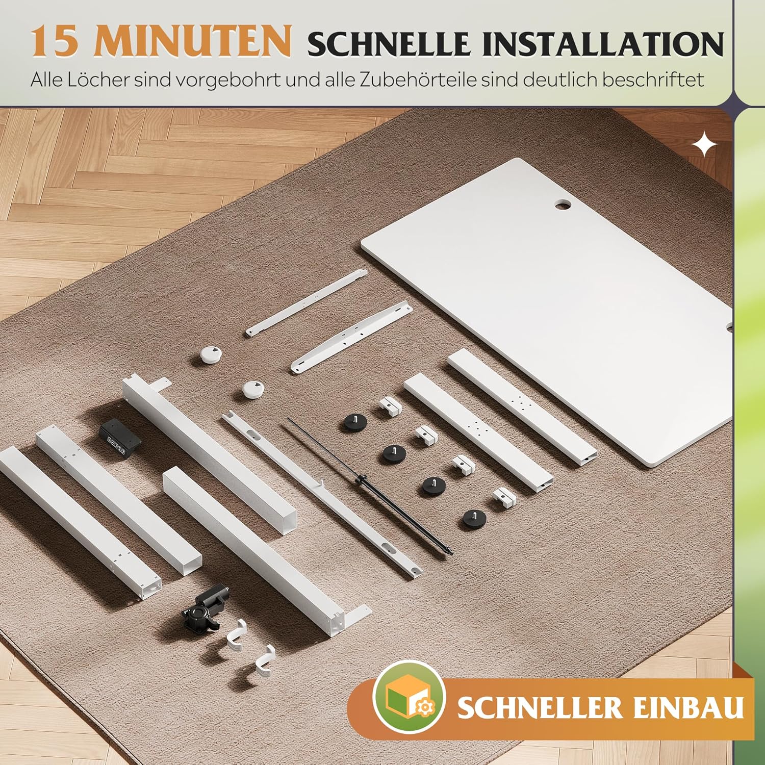 Höhenverstellbarer Schreibtisch 120x60 weiß, elektrisch Körperdoc