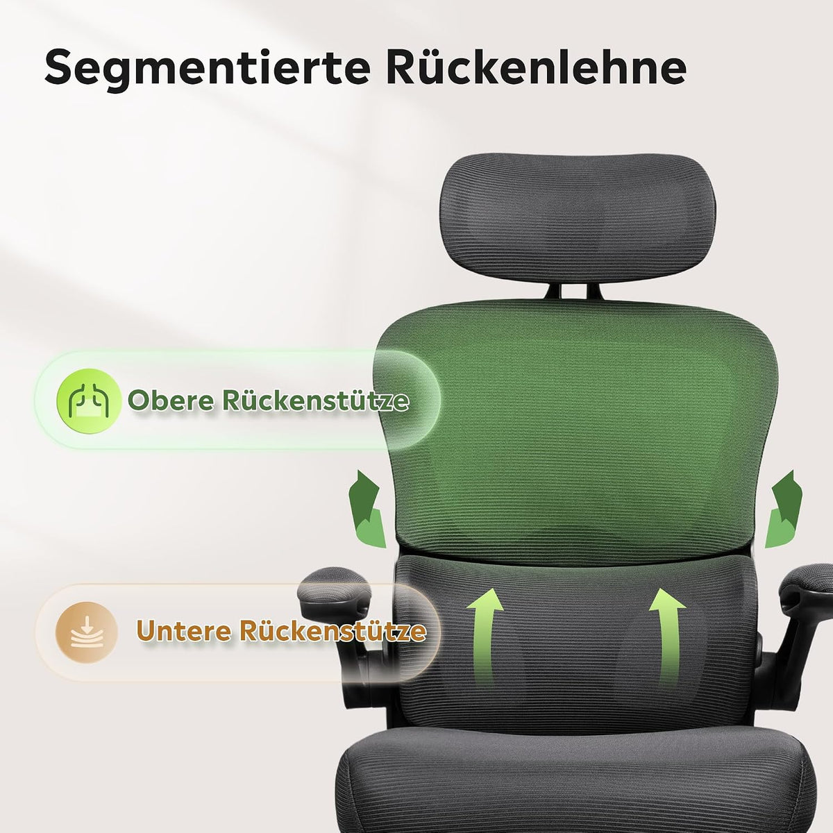 Ergonomischer Bürostuhl – segmentierte Rückenlehne