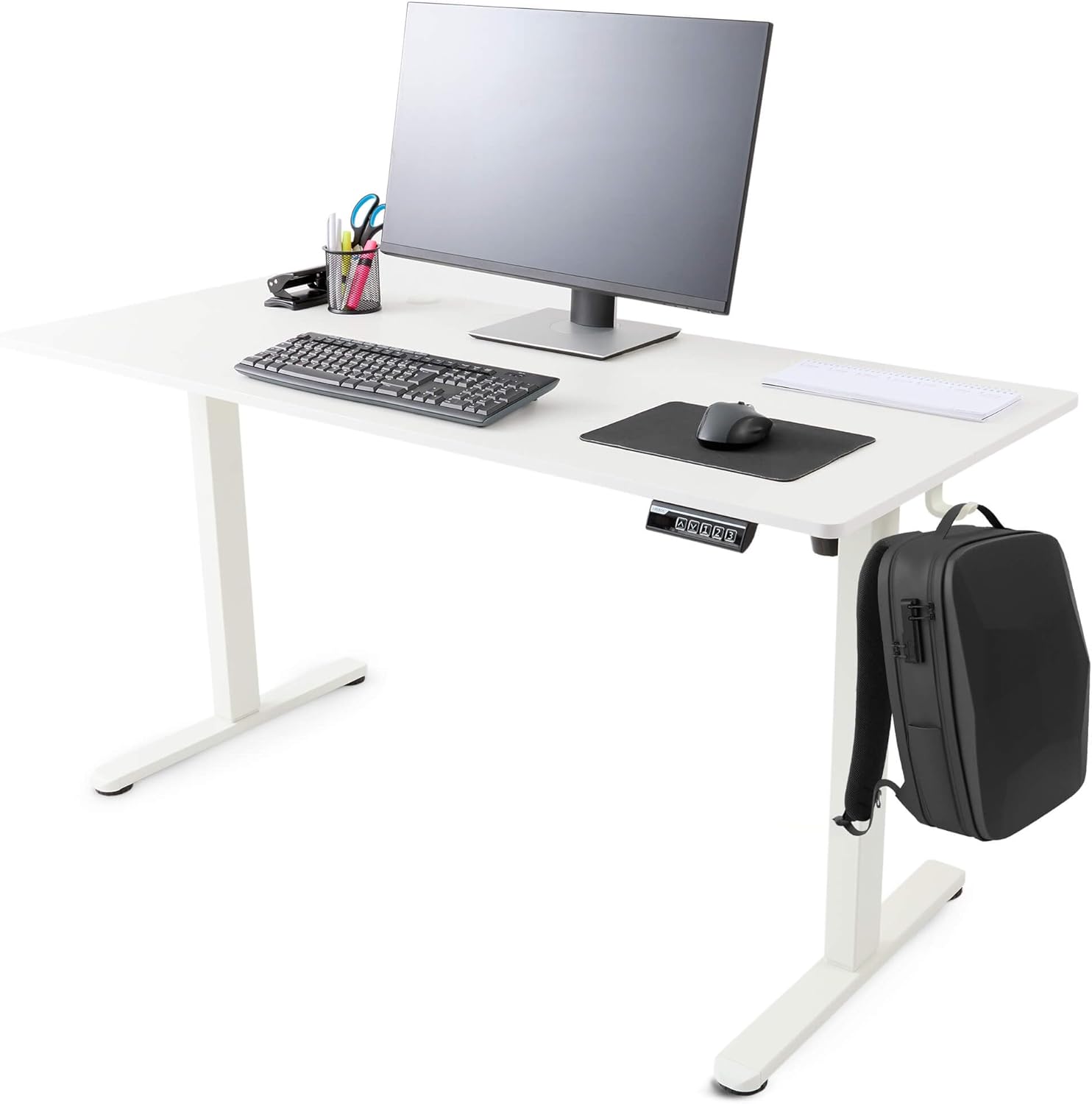 Höhenverstellbarer Schreibtisch 100x60 weiß, elektrisch Körperdoc