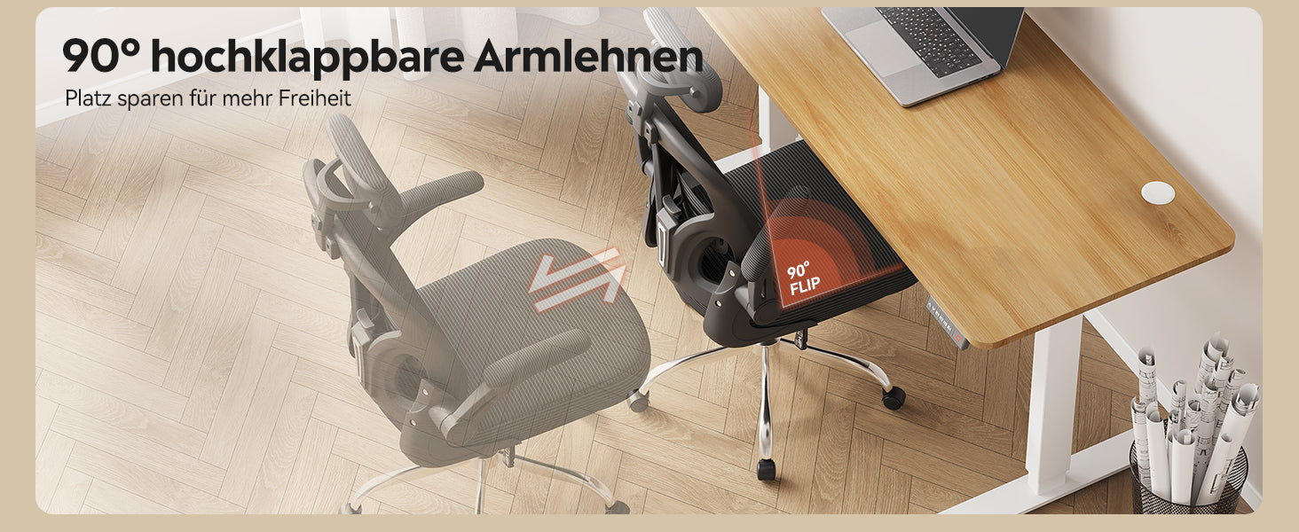 Ergonomischer Bürostuhl mit Kopfstütze schwarz, Premium Körperdoc